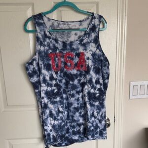 Lane Bryant Navy Tie-Dye USA Tank Top. Size 14/16